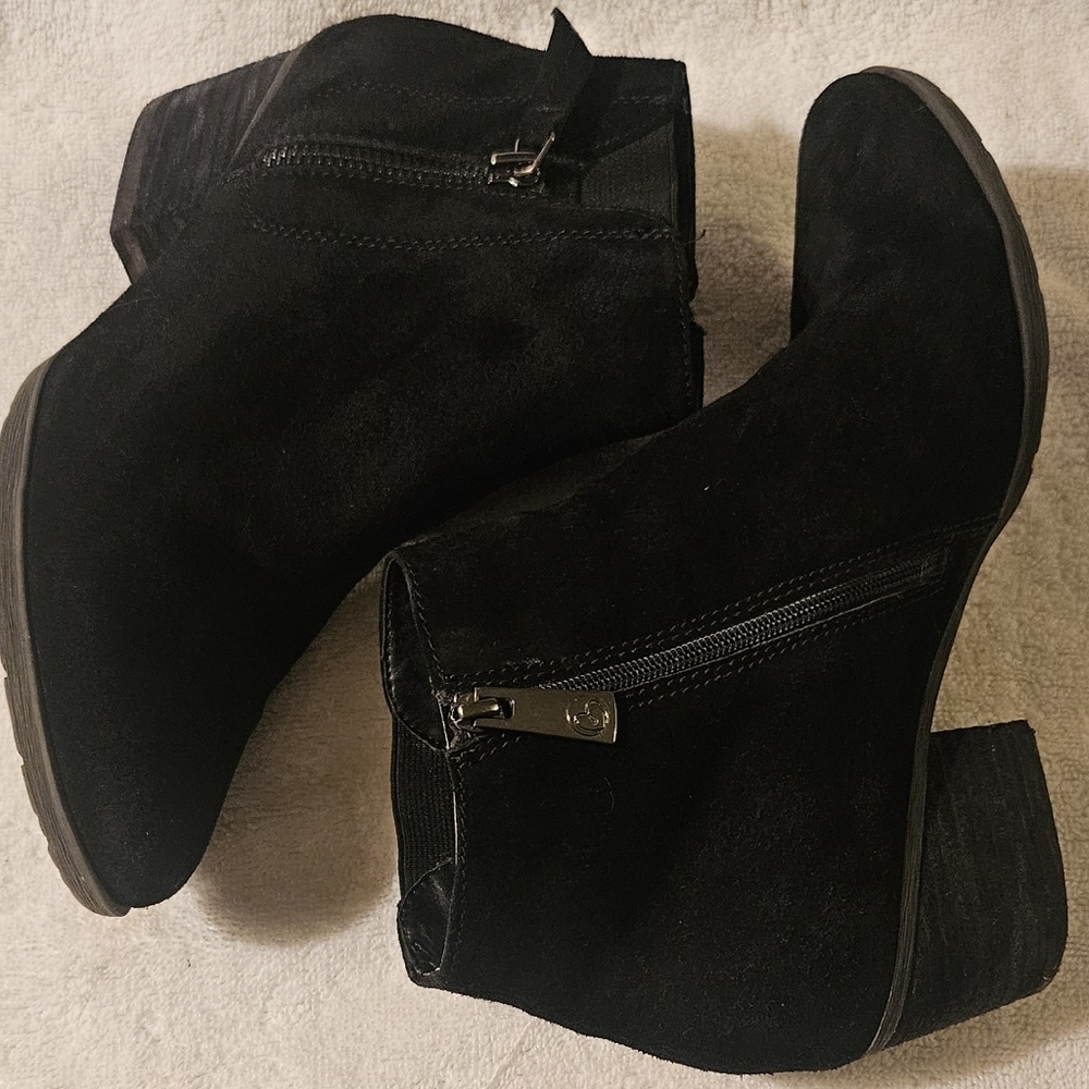 Blondo Ibiza Waterproof Ankle Booties Womens Size7m Black Suede Leather Zip